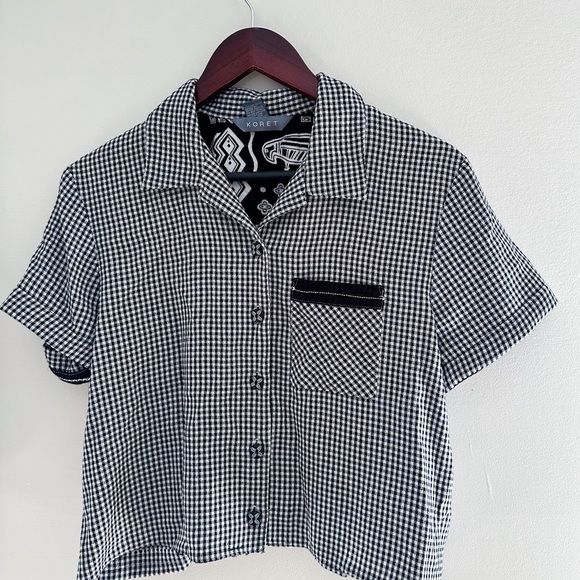 Black and White Checkered Cropped Set - Picture 3 of 7